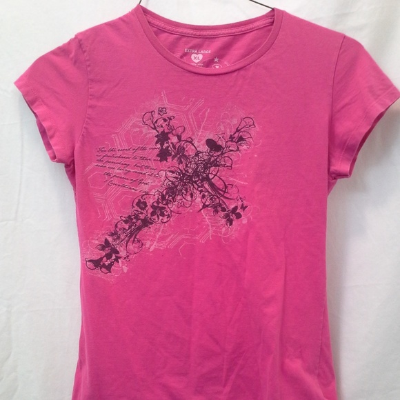 Pedals Pink T-shirt with Cross Graphic Sz XL - Picture 1 of 6
